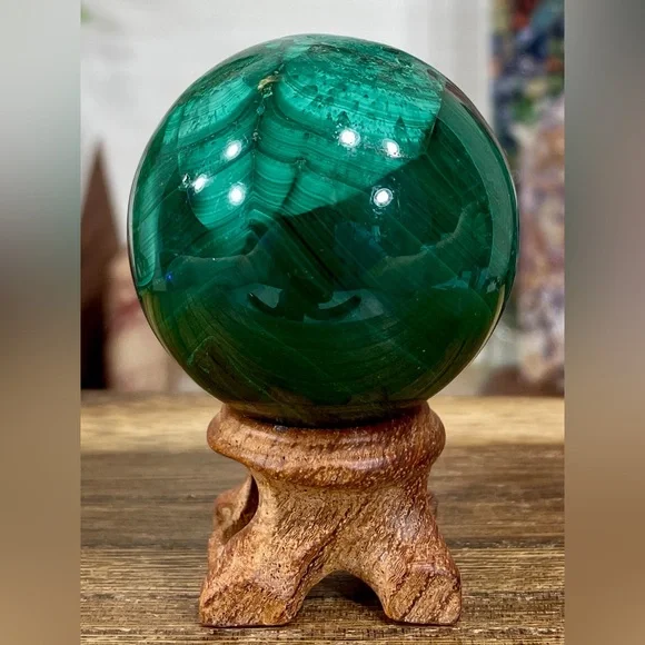 2155 Malachite Crystal Sphere - Picture 4 of 11
